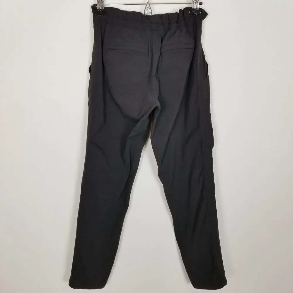 Athleta‎ Women Trekkie Paper Bag Pants Size 4 Black Ankle Athletic Casual